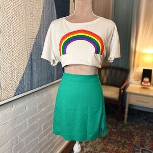 NWT A New Day Green Linen Blend Mini Skirt